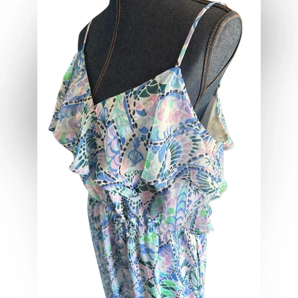 Lilly Pulitzer Zadie Maxi Dress Tails Of The Sea Purple Blue Green Size Large - Picture 8 of 13